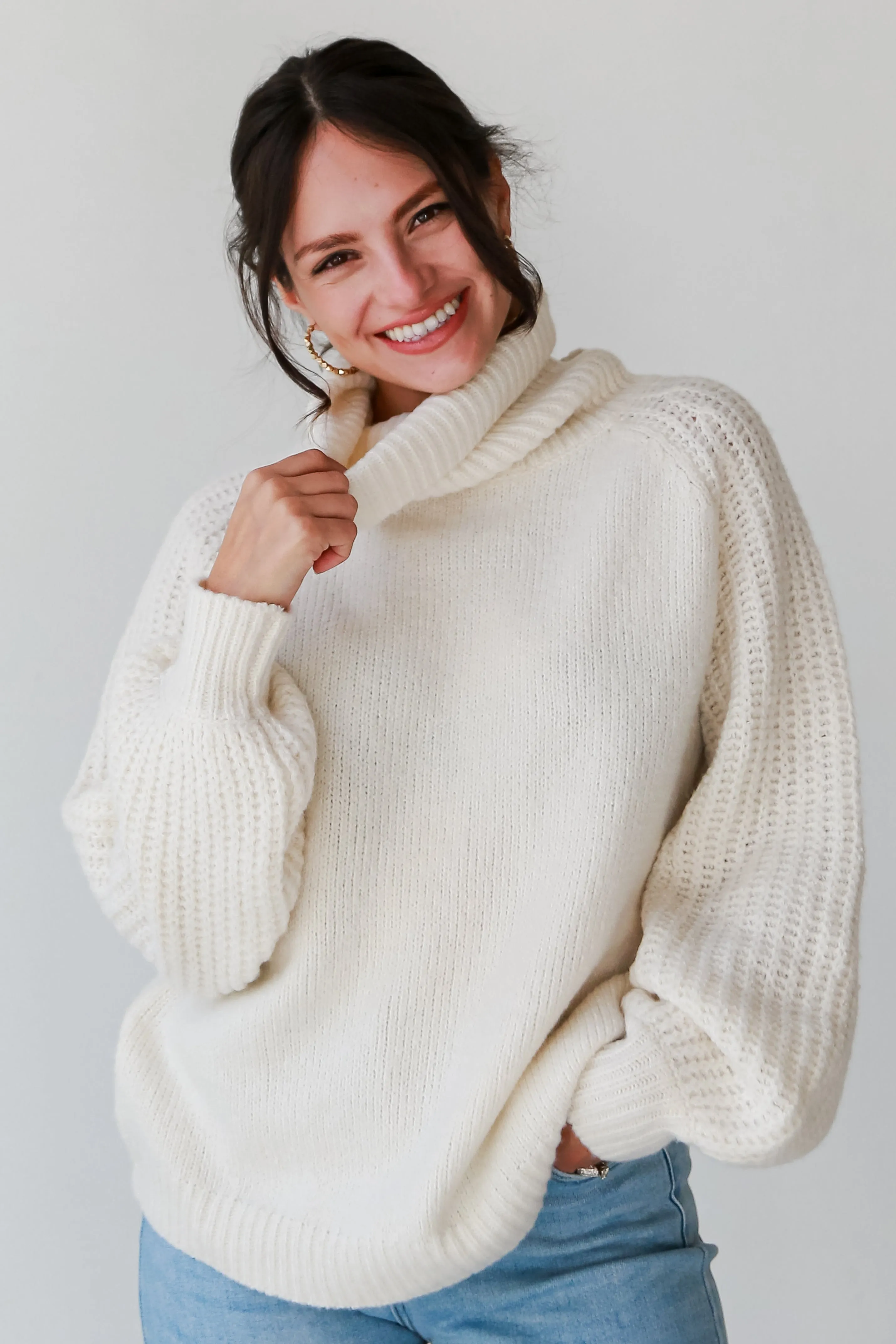 FINAL SALE - Endlessly Cozy Ivory Turtleneck Oversized Sweater