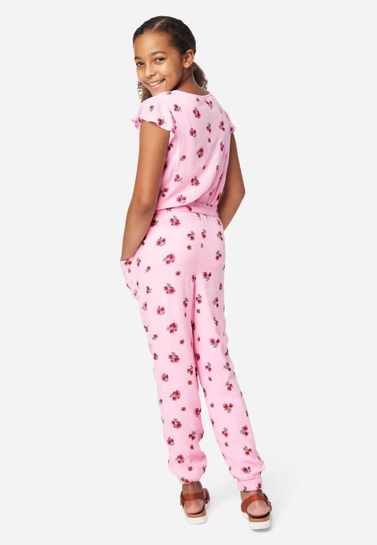 Floral Belted Button-Front Jumpsuit