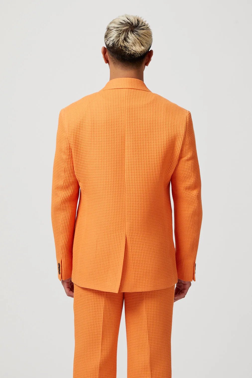 Gaufre Double Breasted Orange Waffle Knit Cotton Suit