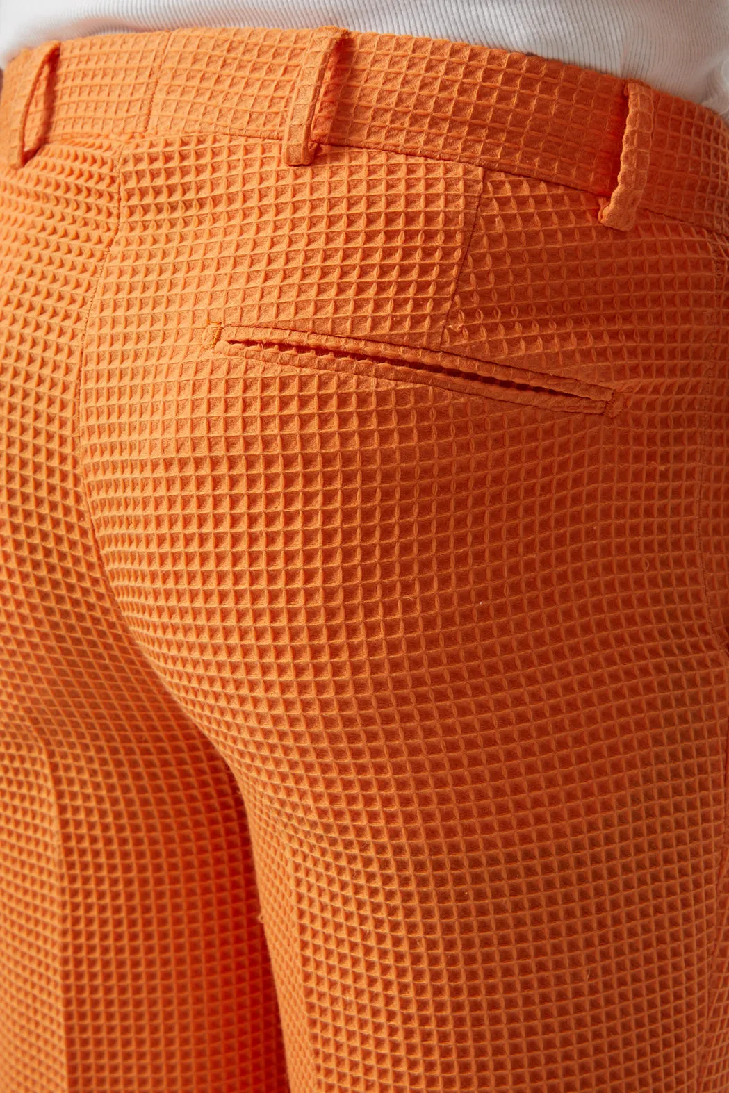 Gaufre Orange Waffle Knit Cotton Trousers