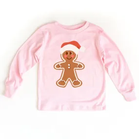 Gingerbread Man Kids Pink L/S Christmas Shirt