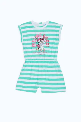 Girls Mint And White Stripe Minnie And Daisy Jumpsuit