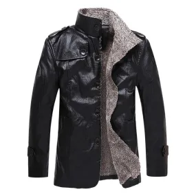 Gothic Faux Leather Stand Collar Jacket