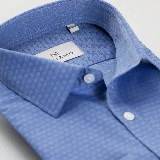 Grained Blue Cotton Shirt