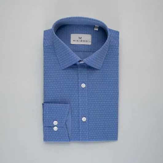 Grained Blue Cotton Shirt