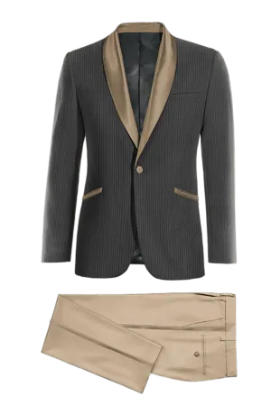 Grey Pinstripe Tuxedo Suit