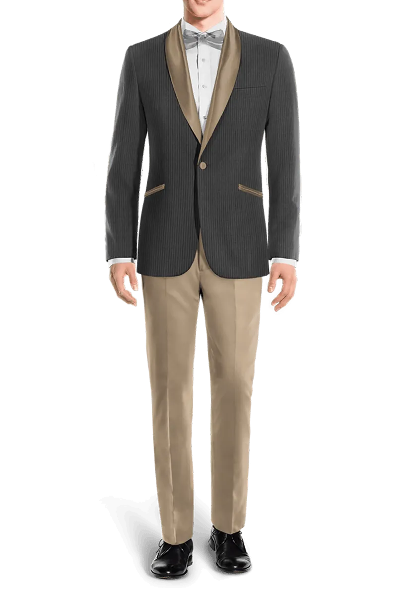 Grey Pinstripe Tuxedo Suit