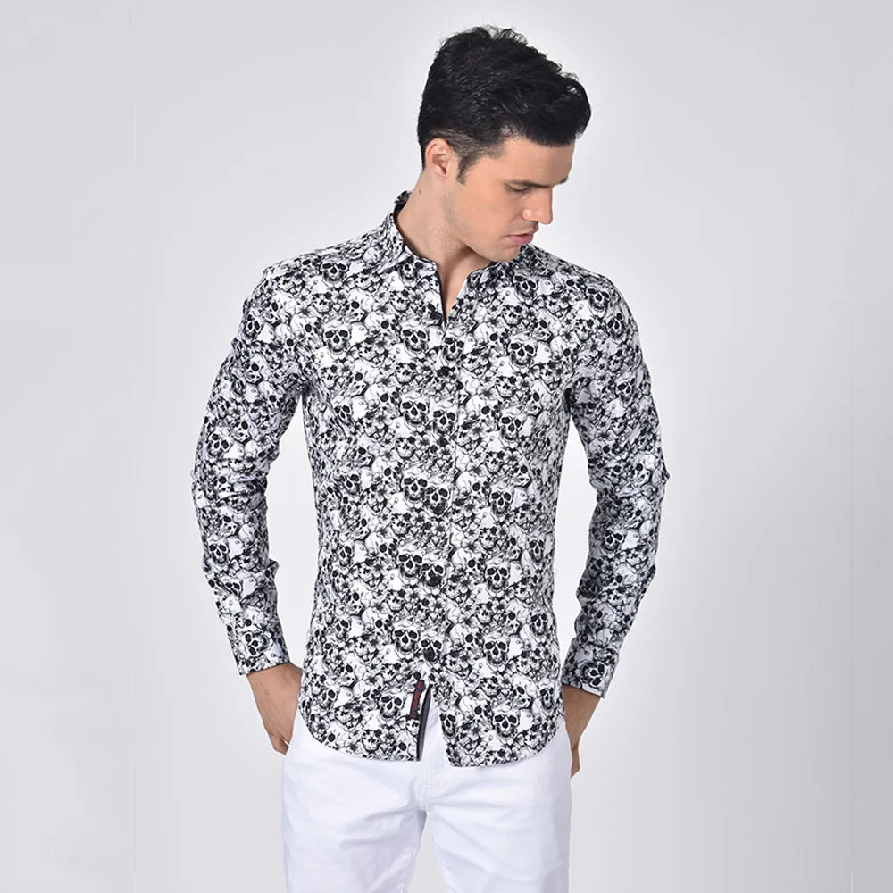 Hawaiian Skulls Button Down Print Shirt