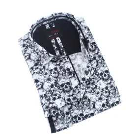 Hawaiian Skulls Button Down Print Shirt