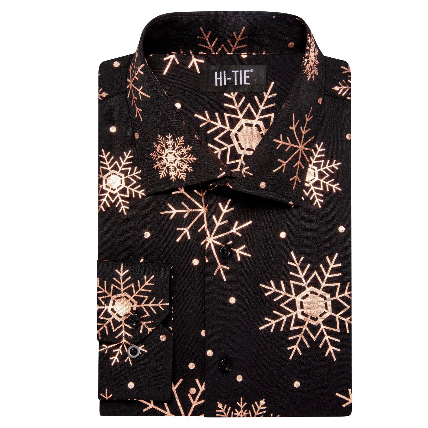 Hi-Tie Dress Shirt Light Salmon Snowflake Men's Top Long Sleeve Shirt