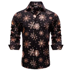 Hi-Tie Dress Shirt Light Salmon Snowflake Men's Top Long Sleeve Shirt