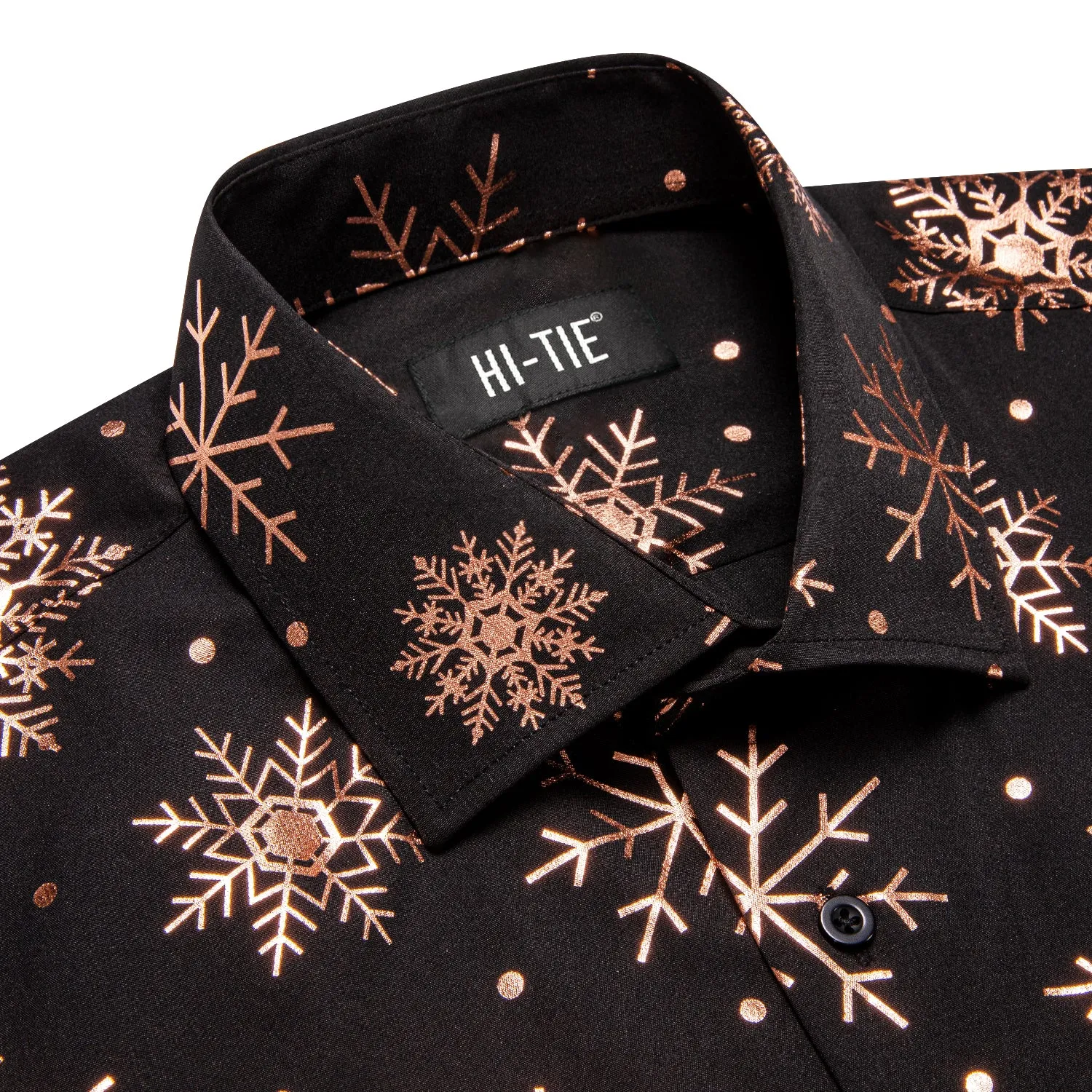 Hi-Tie Dress Shirt Light Salmon Snowflake Men's Top Long Sleeve Shirt