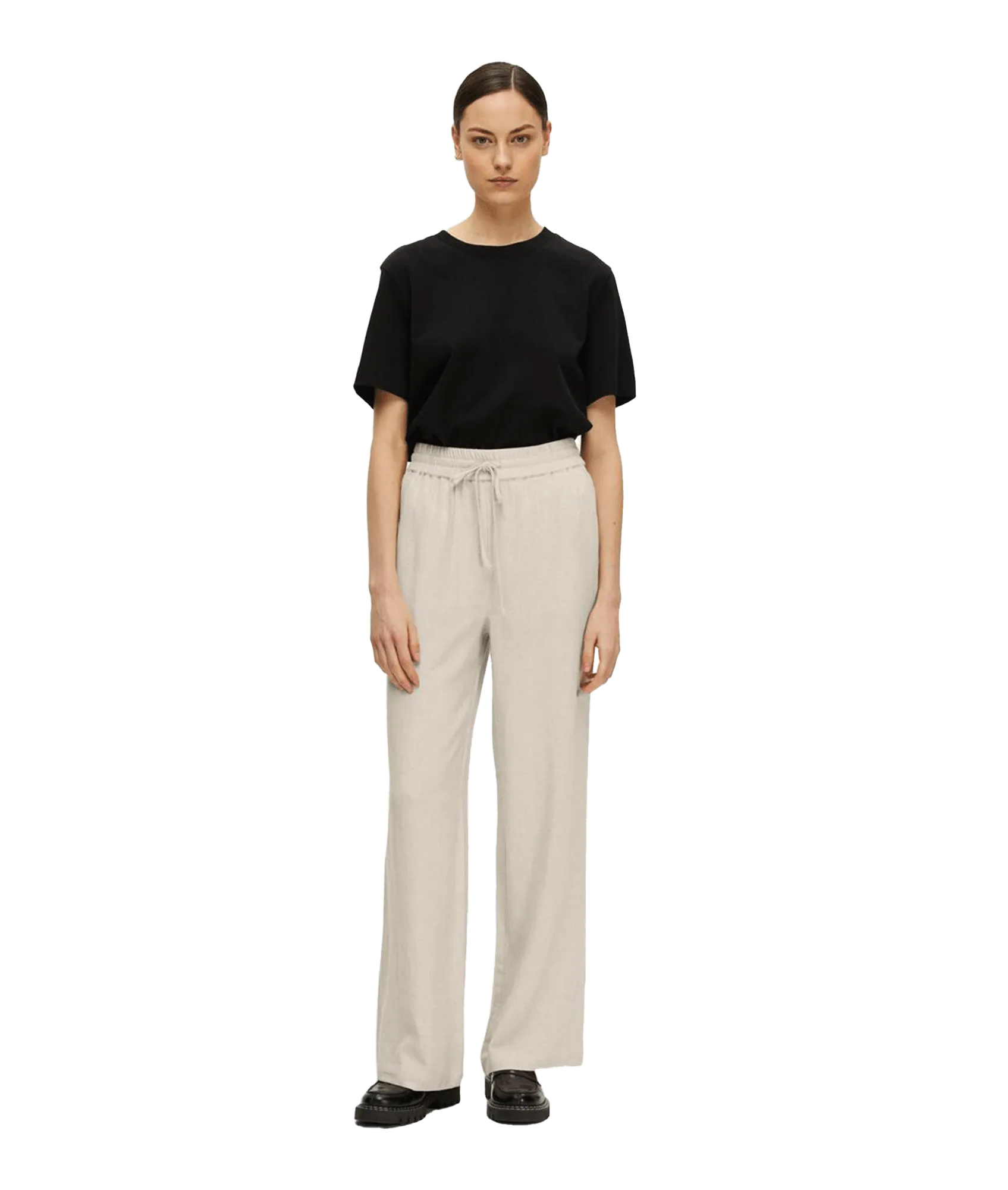 High-waisted Trousers - Cream