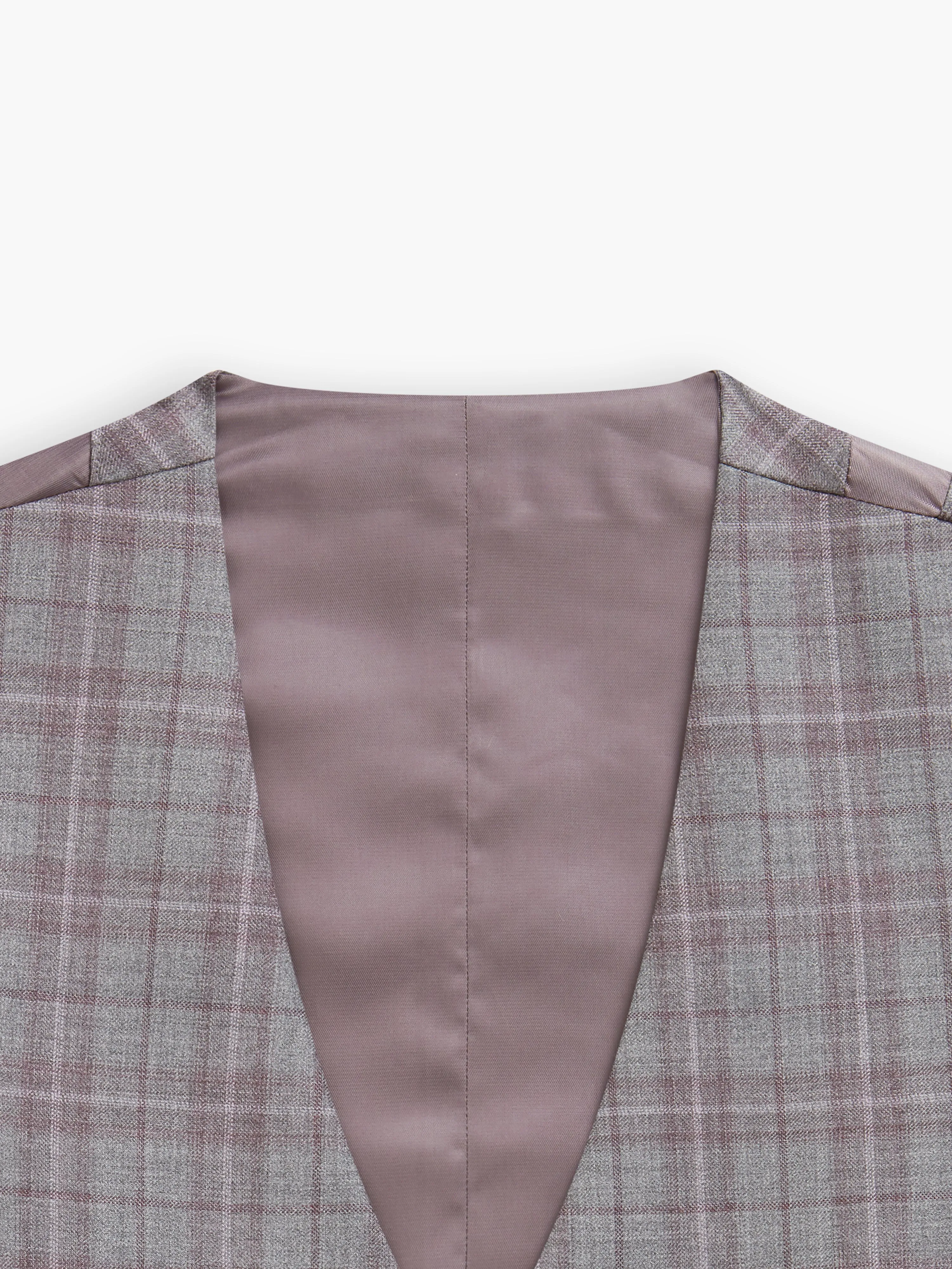 Highgrove Woven in Italy Slim Fit Grey Check Waistcoat