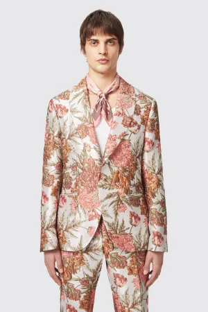 Hirshfield Floral Pink Silver Jacquard Jacket