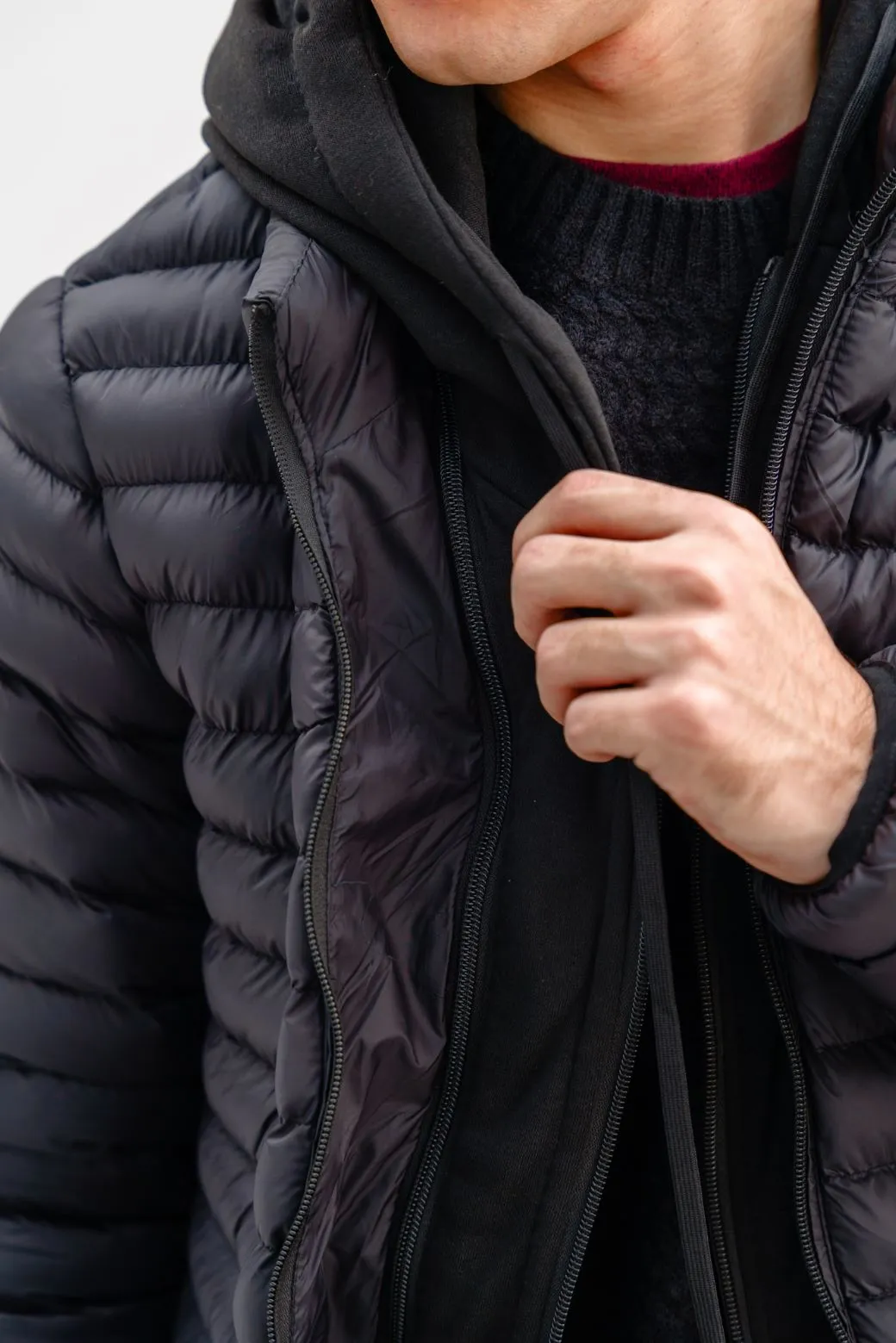 HOODED DOUBLE ZIP PUFFER