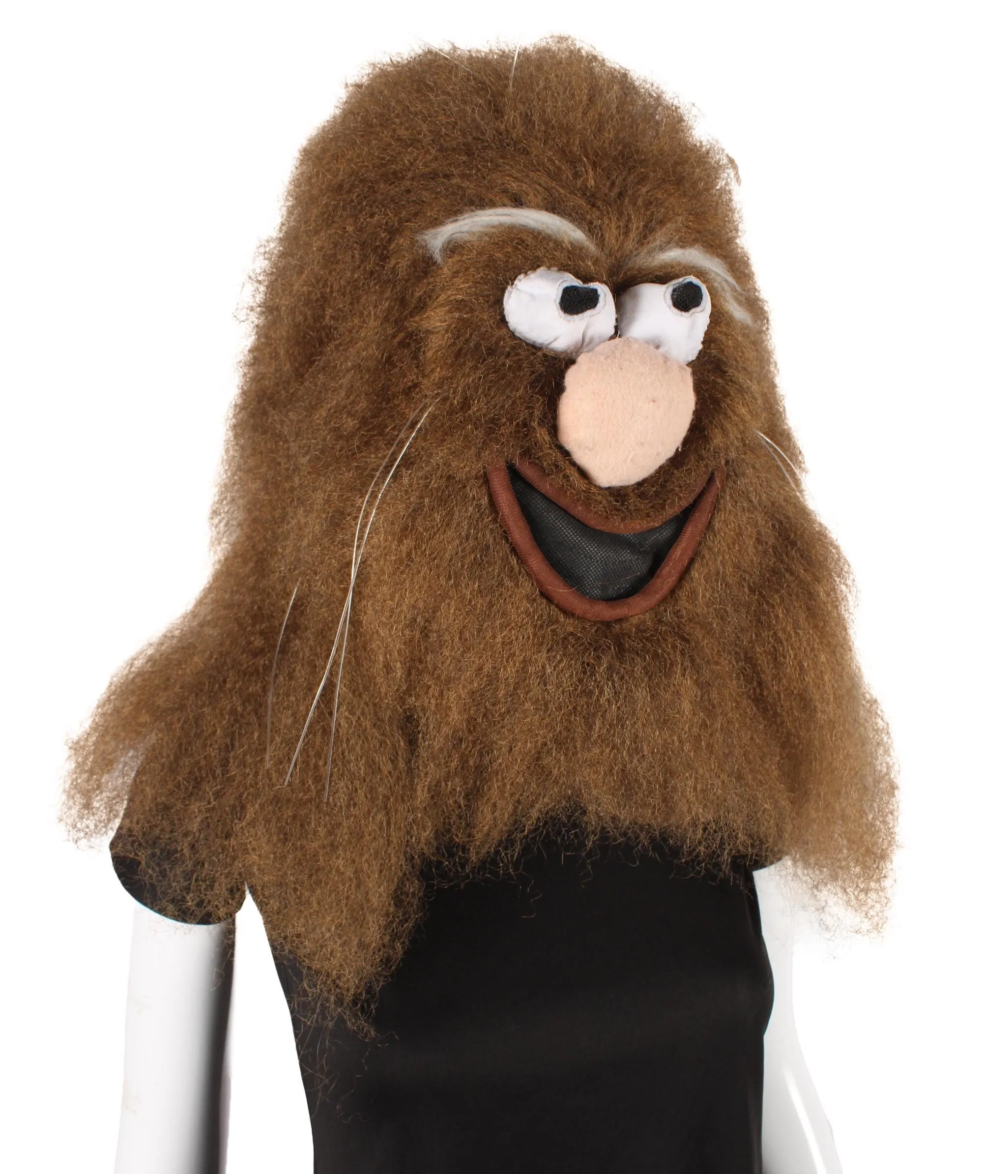 HPO Adult Unisex Furry Brown Caveman Mask| Best for Halloween and Cosplay| Flame-retardant Synthetic Fiber