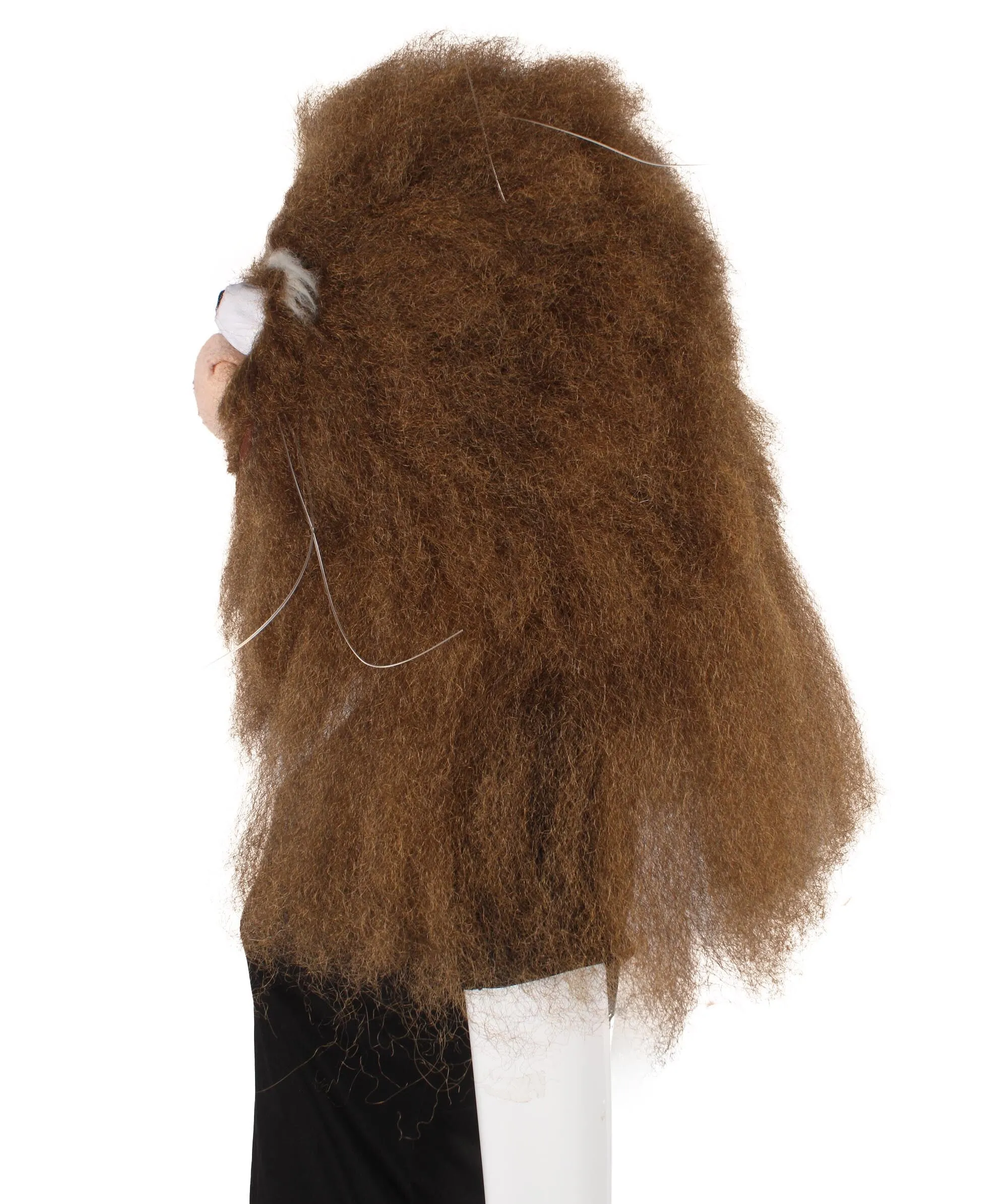 HPO Adult Unisex Furry Brown Caveman Mask| Best for Halloween and Cosplay| Flame-retardant Synthetic Fiber