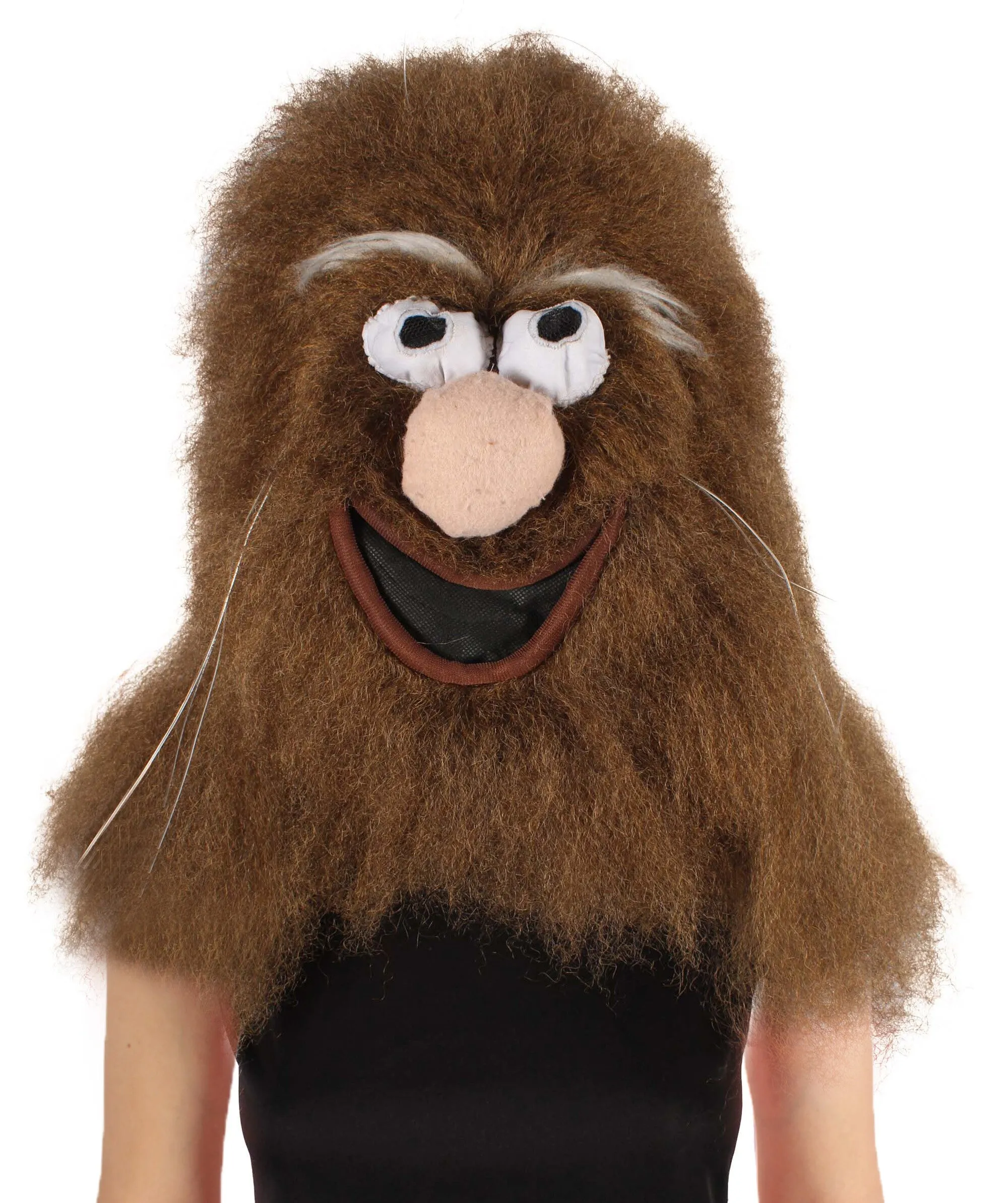 HPO Adult Unisex Furry Brown Caveman Mask| Best for Halloween and Cosplay| Flame-retardant Synthetic Fiber