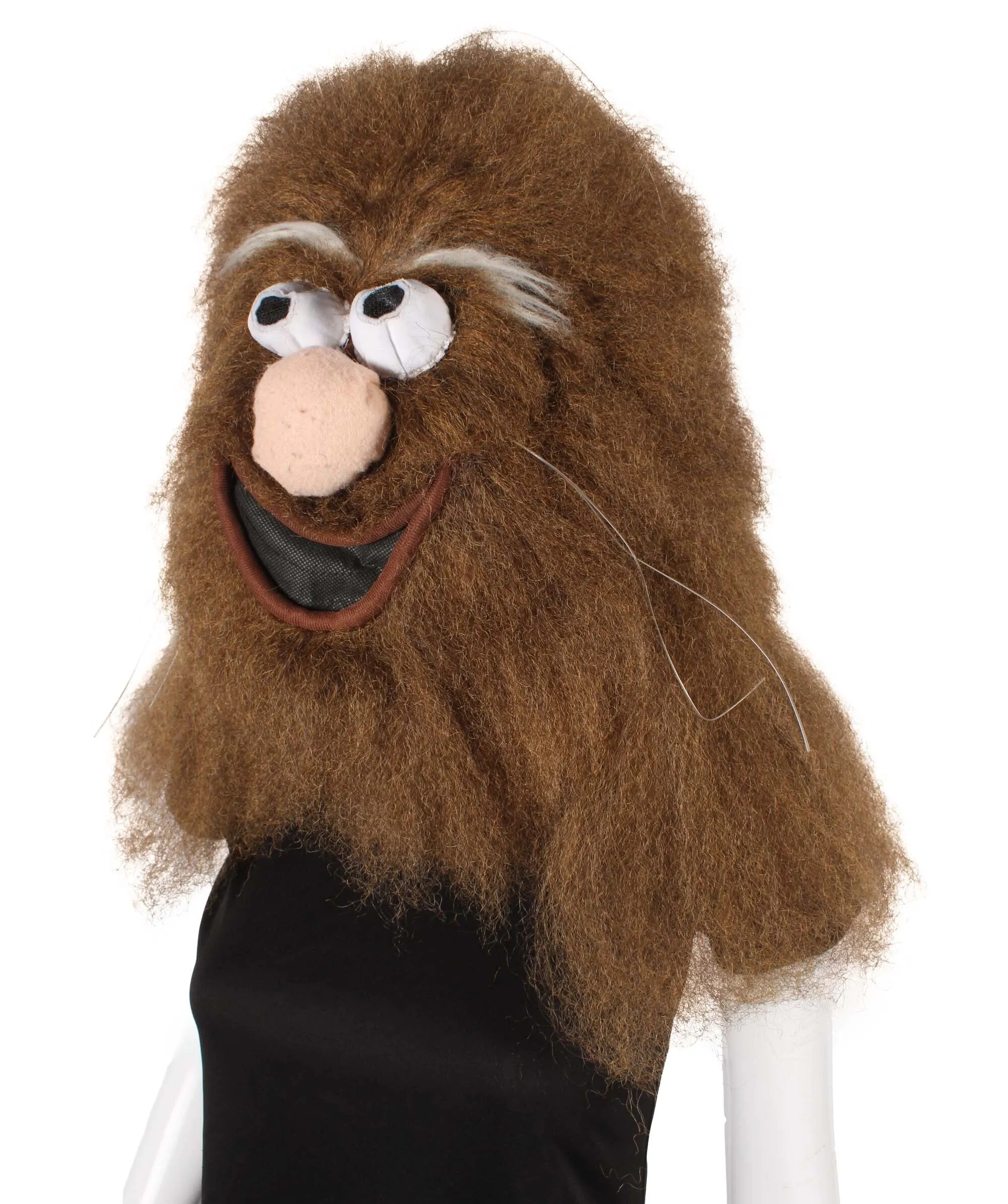 HPO Adult Unisex Furry Brown Caveman Mask| Best for Halloween and Cosplay| Flame-retardant Synthetic Fiber