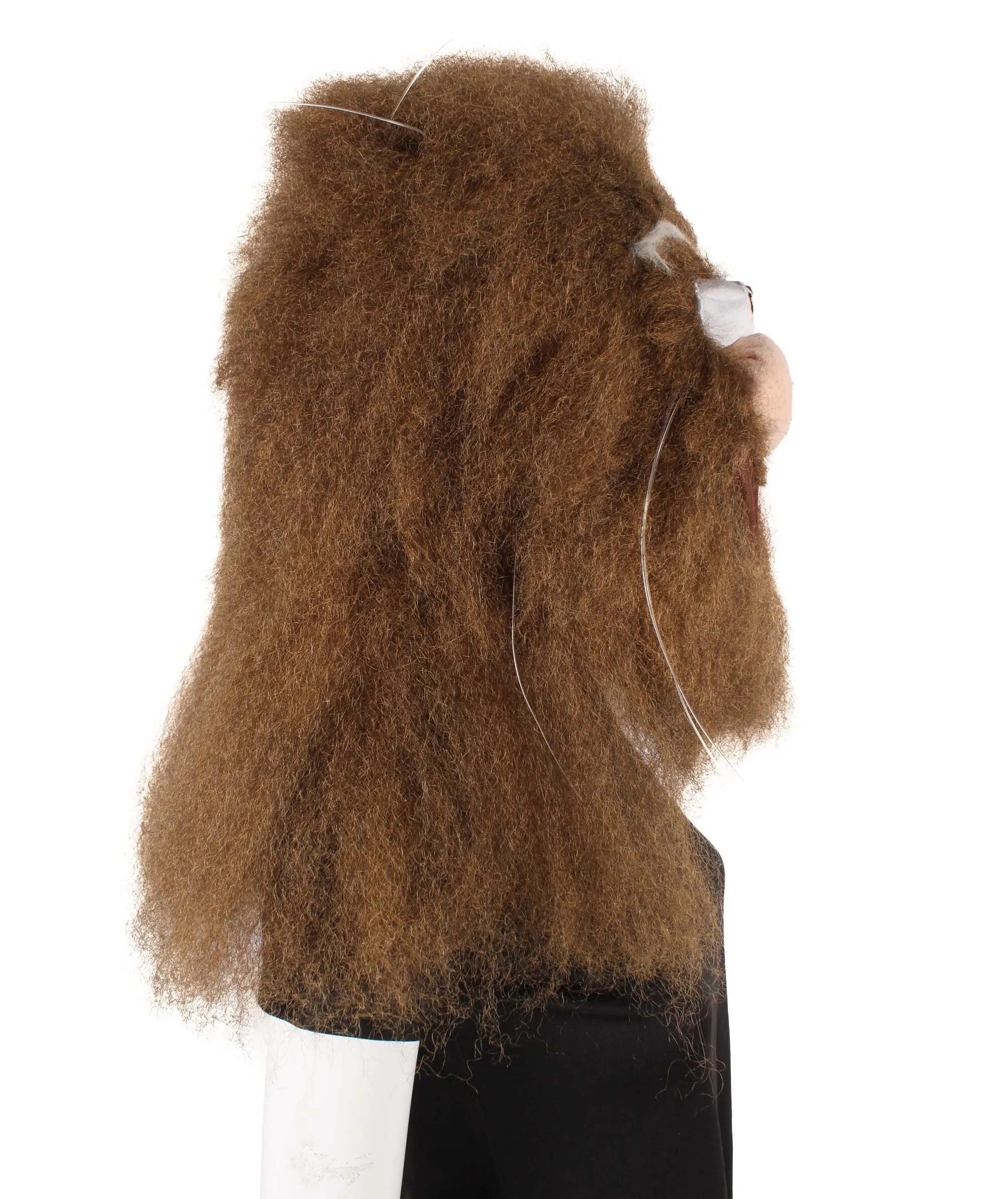 HPO Adult Unisex Furry Brown Caveman Mask| Best for Halloween and Cosplay| Flame-retardant Synthetic Fiber