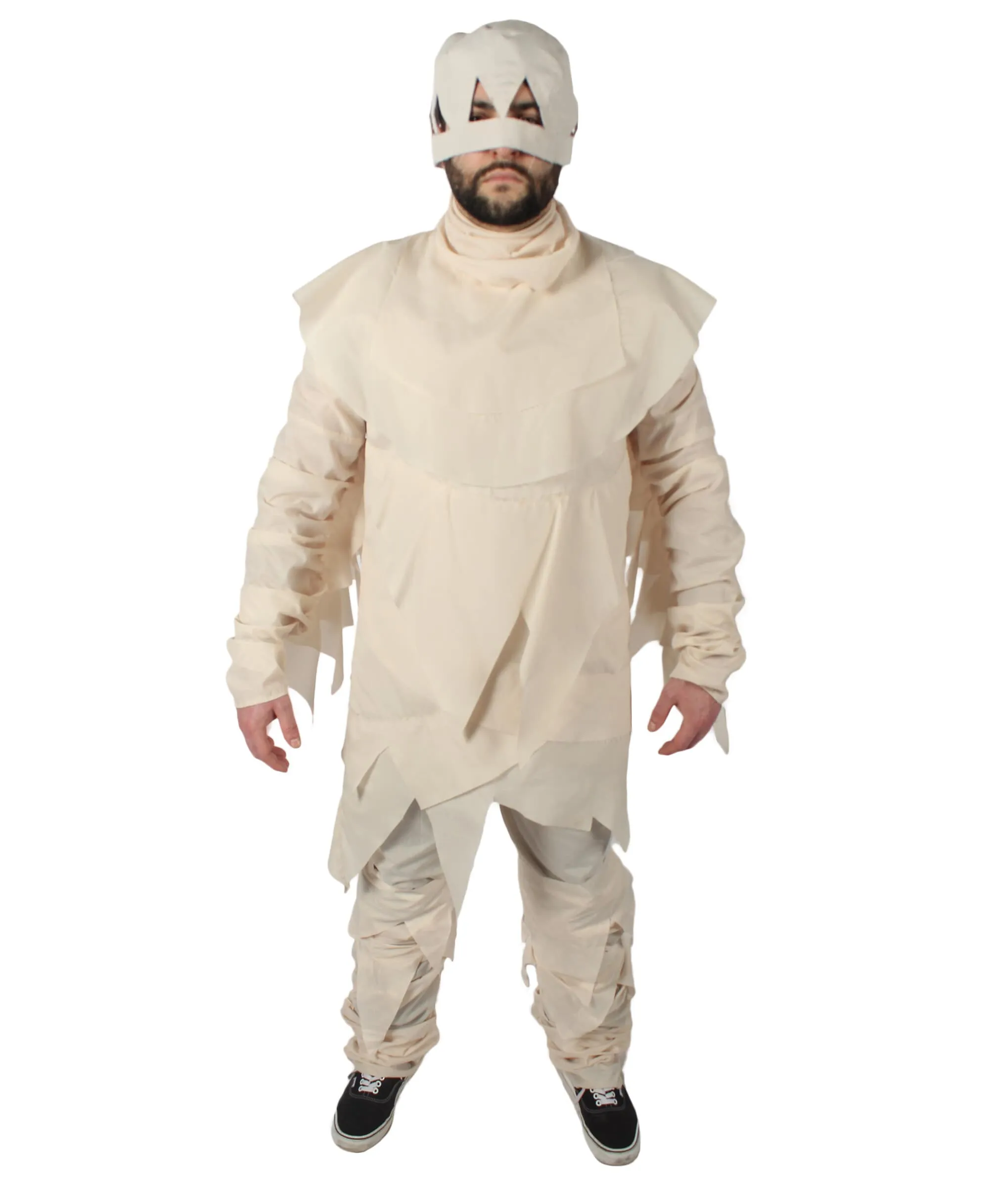 HPO Adult Unisex Mummy Cream White Tattered Strips Costume