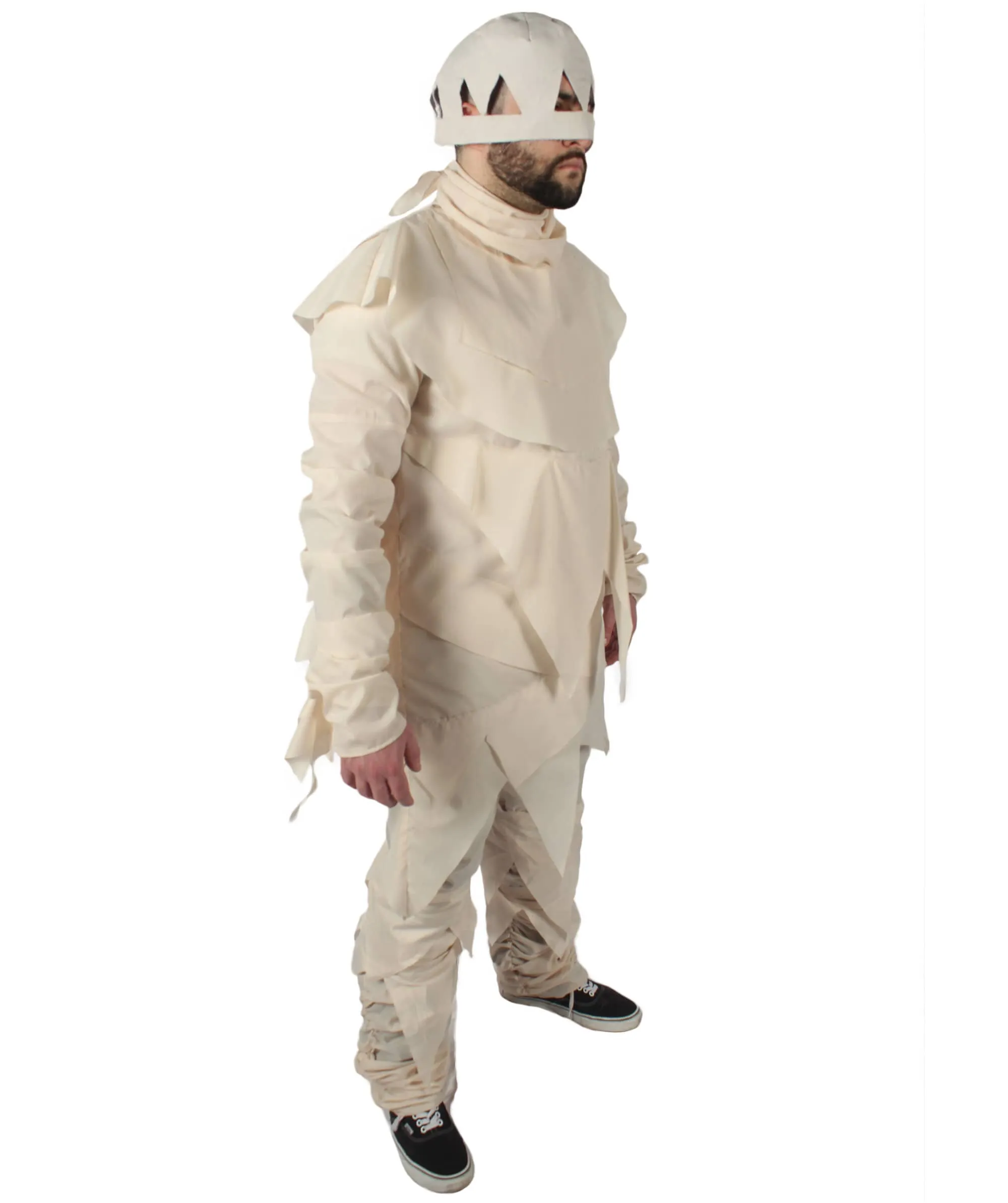 HPO Adult Unisex Mummy Cream White Tattered Strips Costume