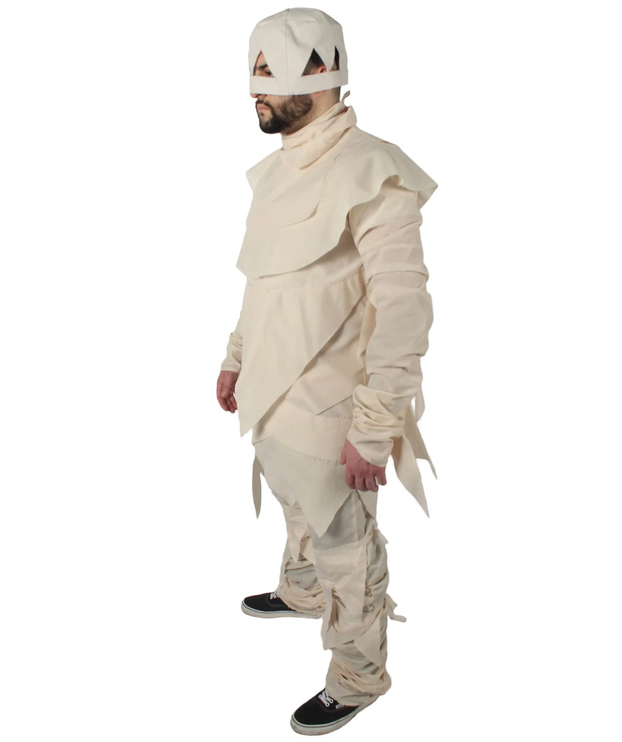 HPO Adult Unisex Mummy Cream White Tattered Strips Costume