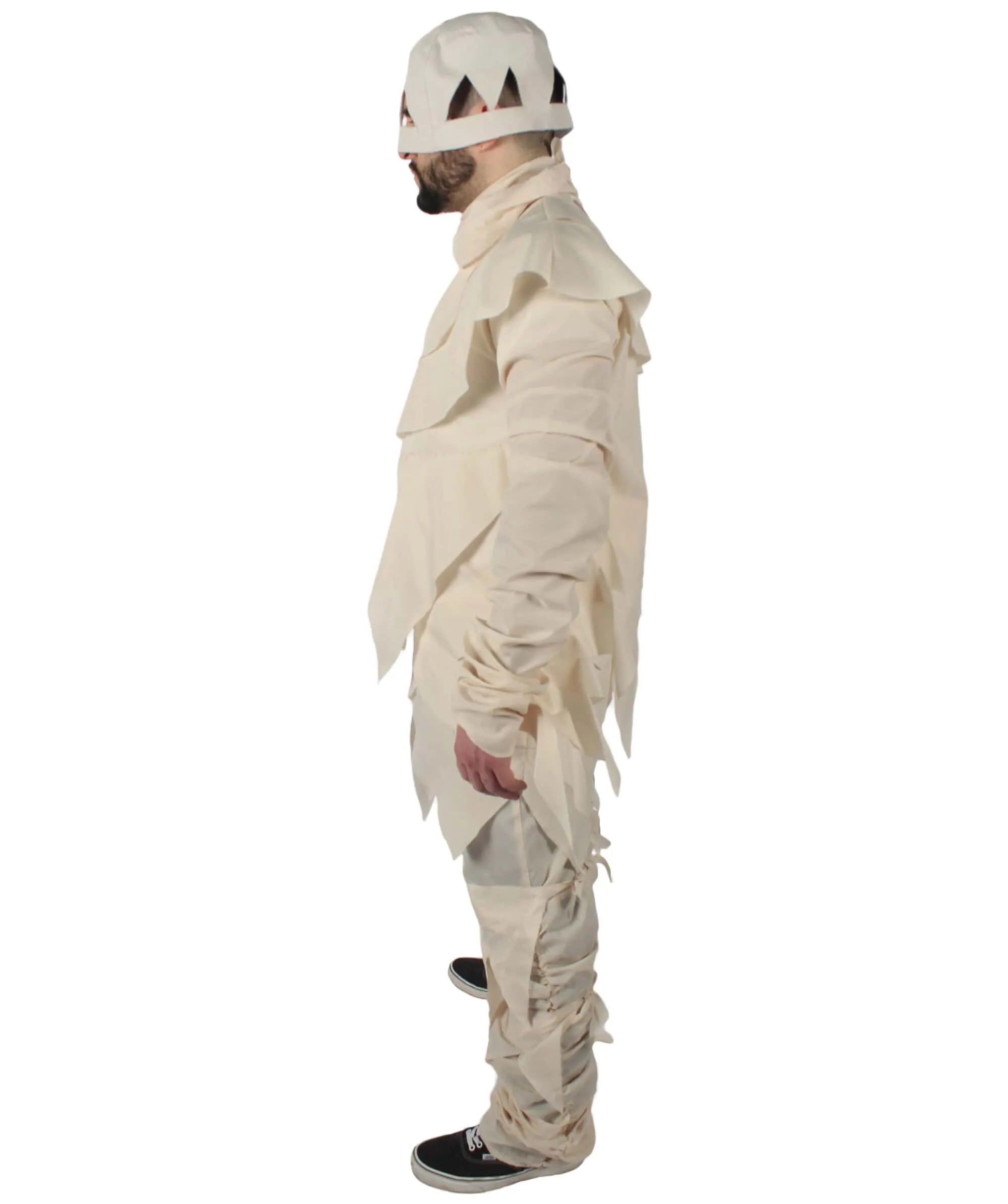 HPO Adult Unisex Mummy Cream White Tattered Strips Costume