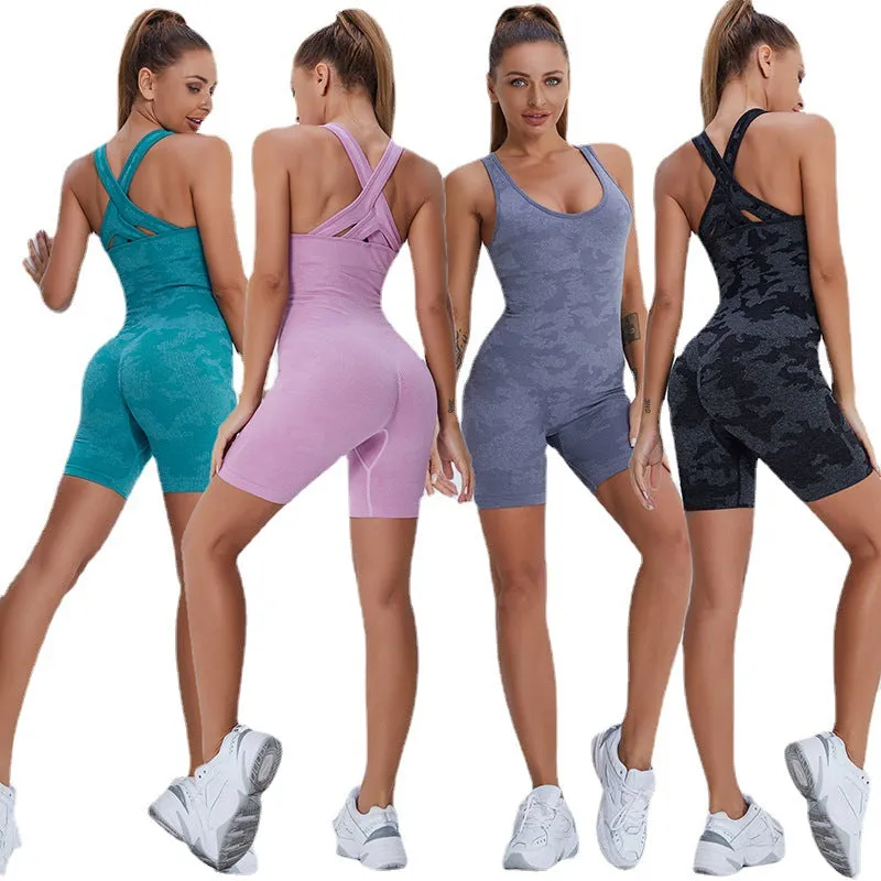 Hzori Summer Breathable Yoga Clothes Tight Stretch Sexy Beauty Back Jumpsuit