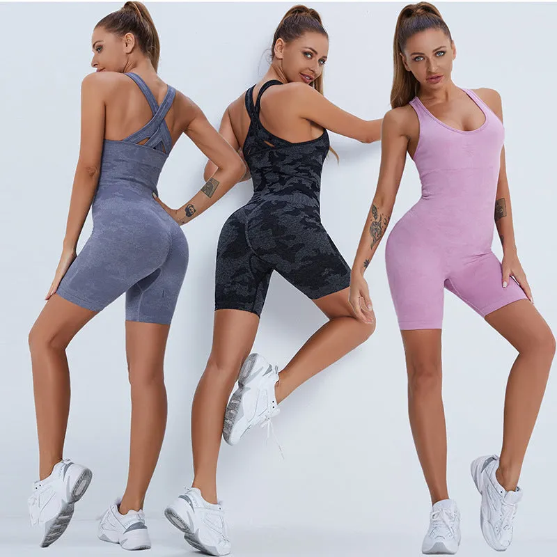 Hzori Summer Breathable Yoga Clothes Tight Stretch Sexy Beauty Back Jumpsuit