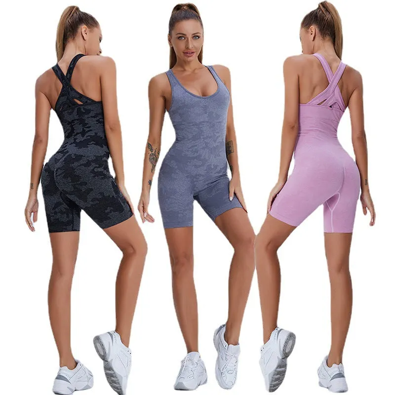 Hzori Summer Breathable Yoga Clothes Tight Stretch Sexy Beauty Back Jumpsuit