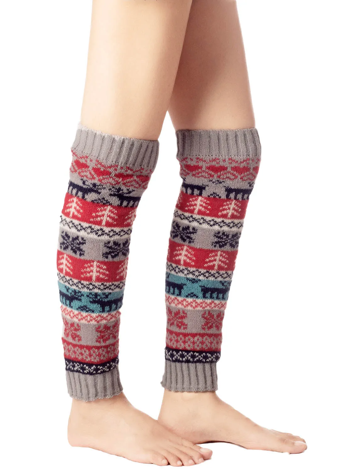 iB-iP Women's Ballet Dancer Stitching Holiday Pattern Stretchy Leg Warmer