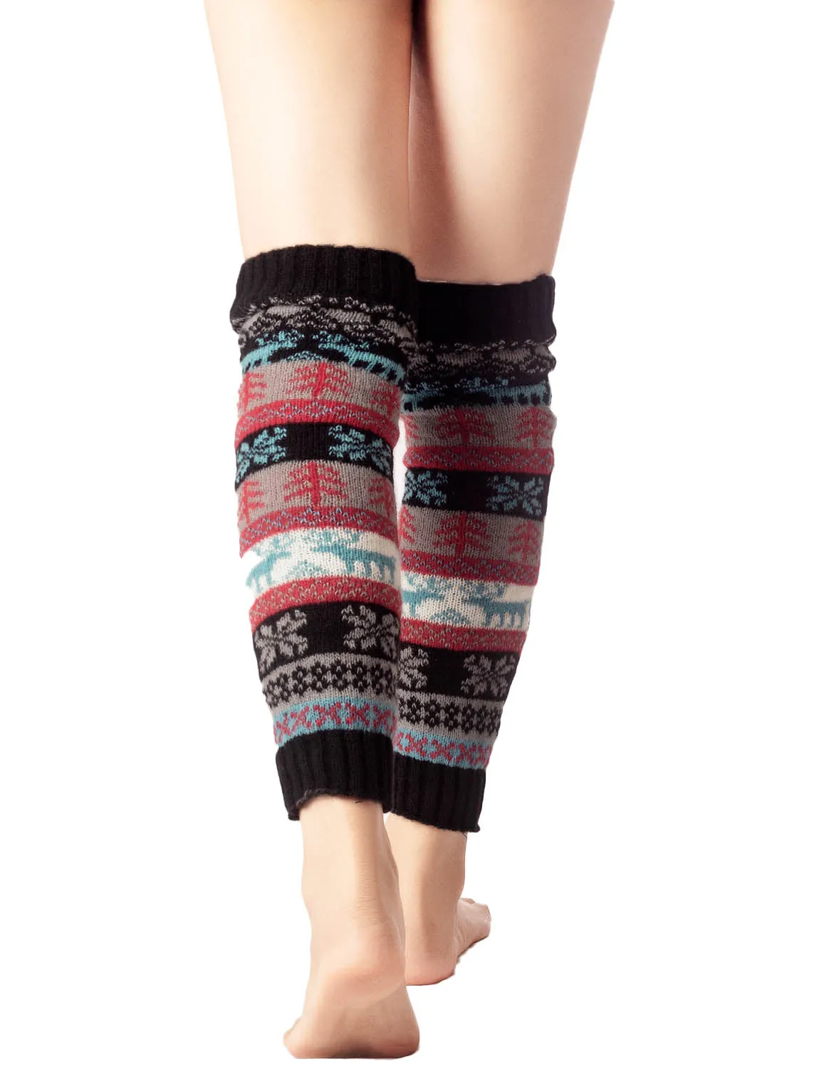 iB-iP Women's Ballet Dancer Stitching Holiday Pattern Stretchy Leg Warmer