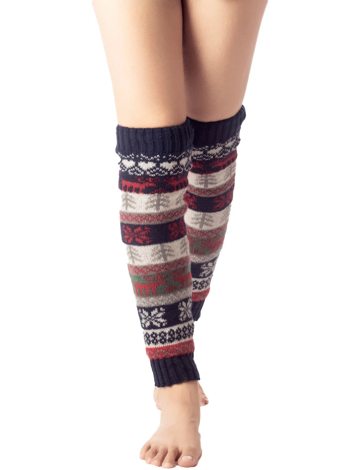 iB-iP Women's Ballet Dancer Stitching Holiday Pattern Stretchy Leg Warmer