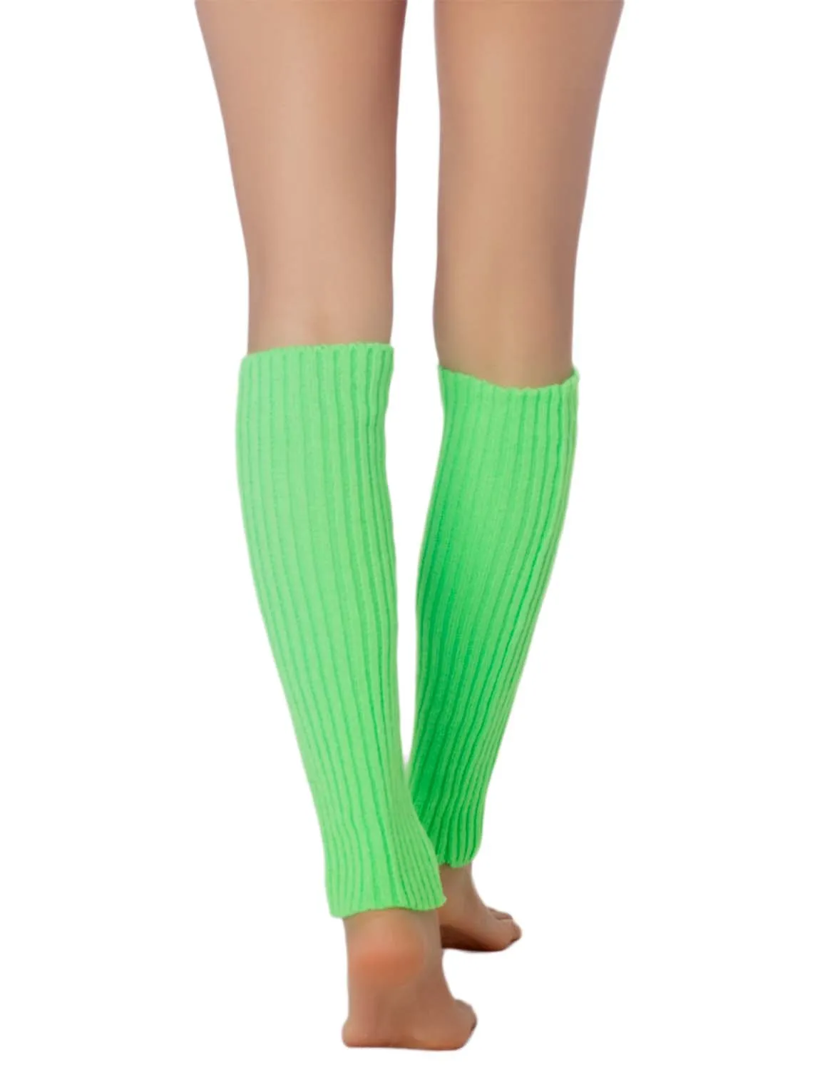 iB-iP Women's Leg Warmers Ballet Dancers Neon Lime Green Warm Aerobics Costume