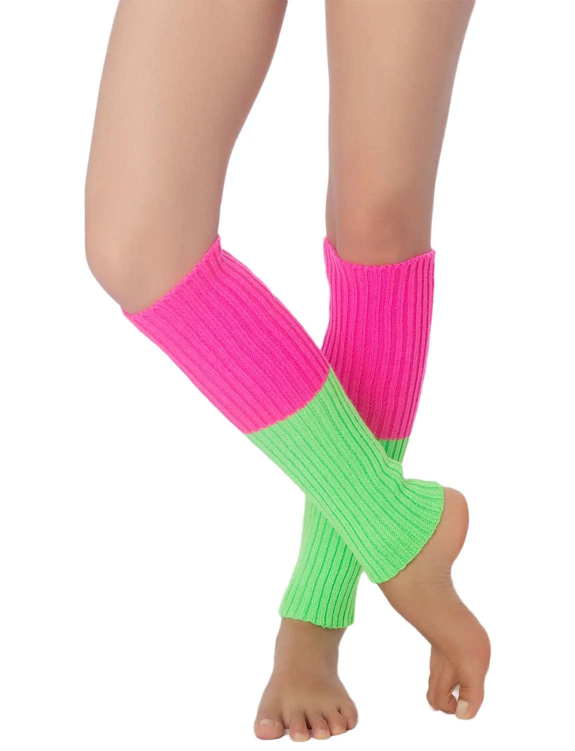 iB-iP Women's Leg Warmers Ballet Dancers Neon Lime Green Warm Aerobics Costume