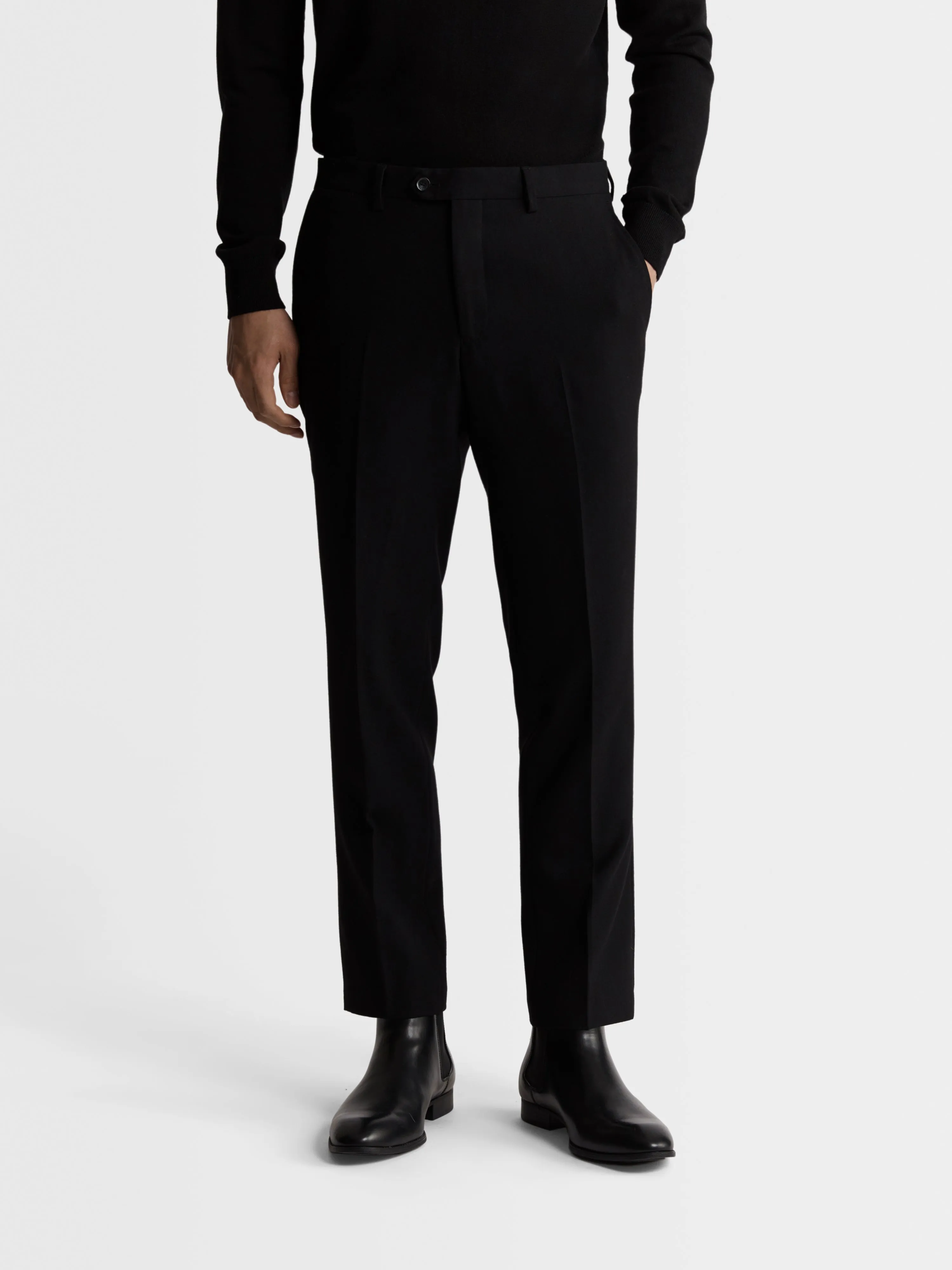 Idol Wool Skinny Black Suit Trouser