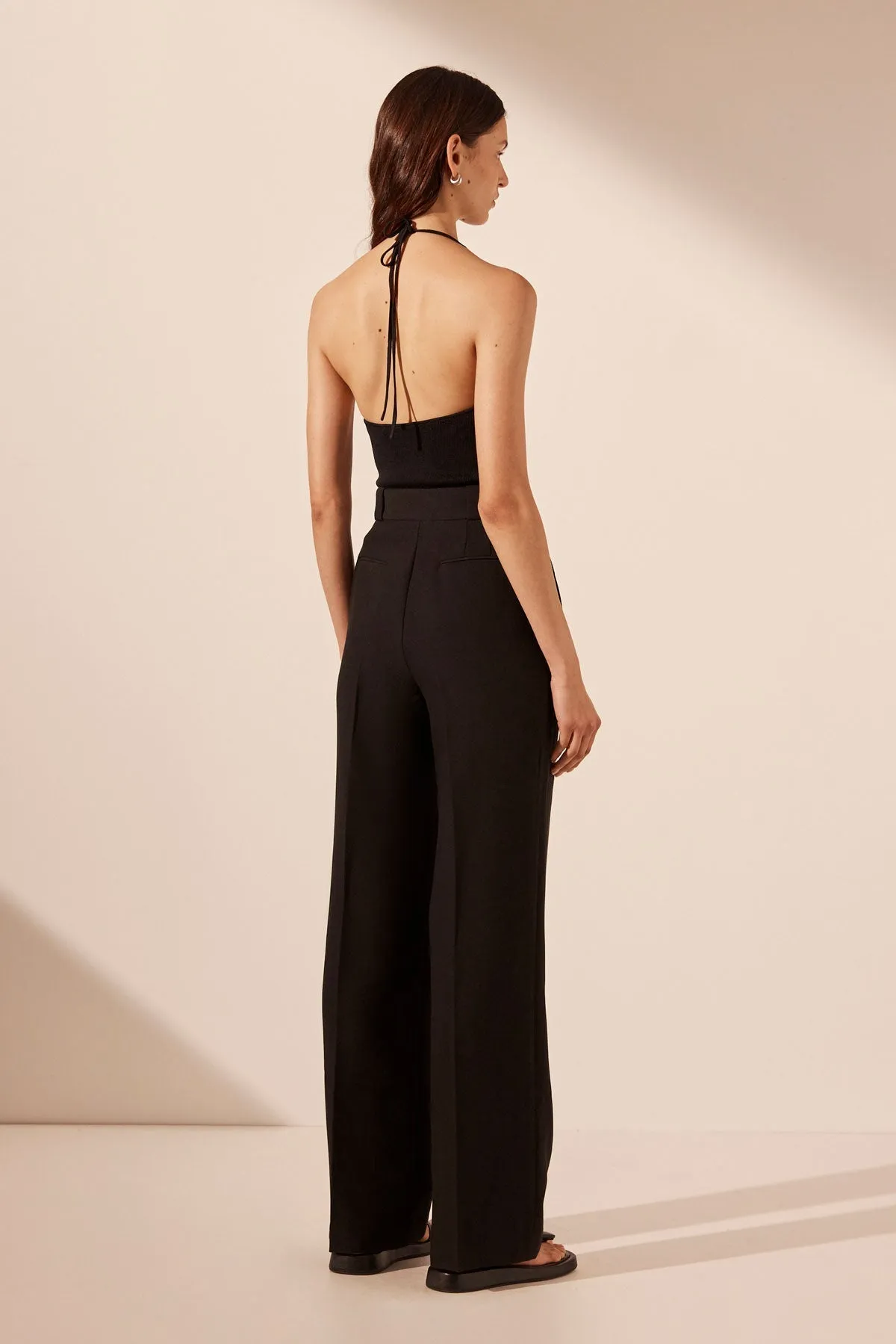 IRENA HIGH WAISTED TAILORED PANT - BLACK