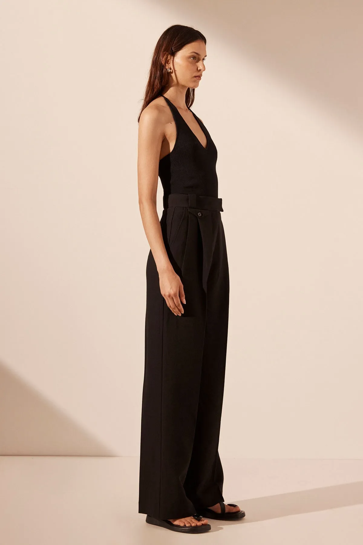 IRENA HIGH WAISTED TAILORED PANT - BLACK