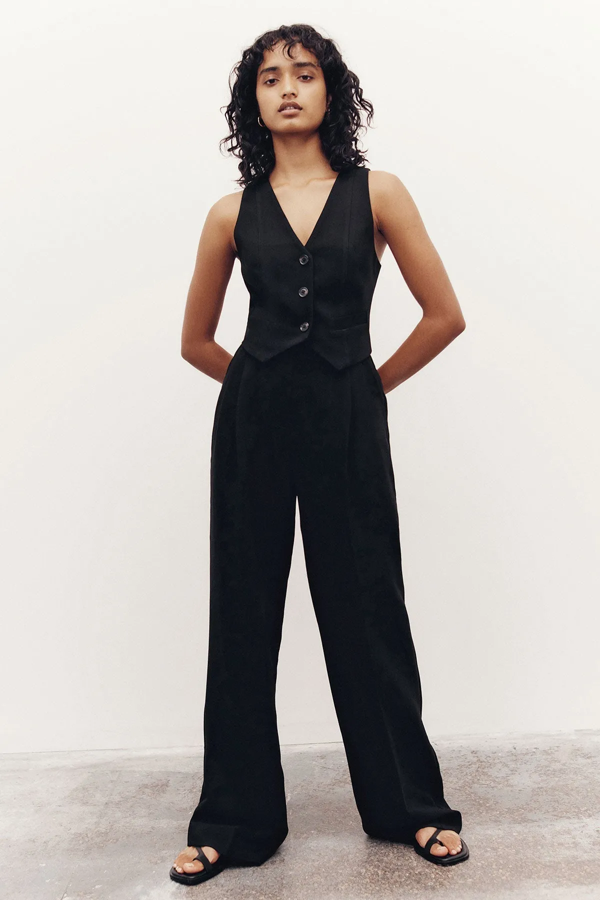 IRENA HIGH WAISTED TAILORED PANT - BLACK