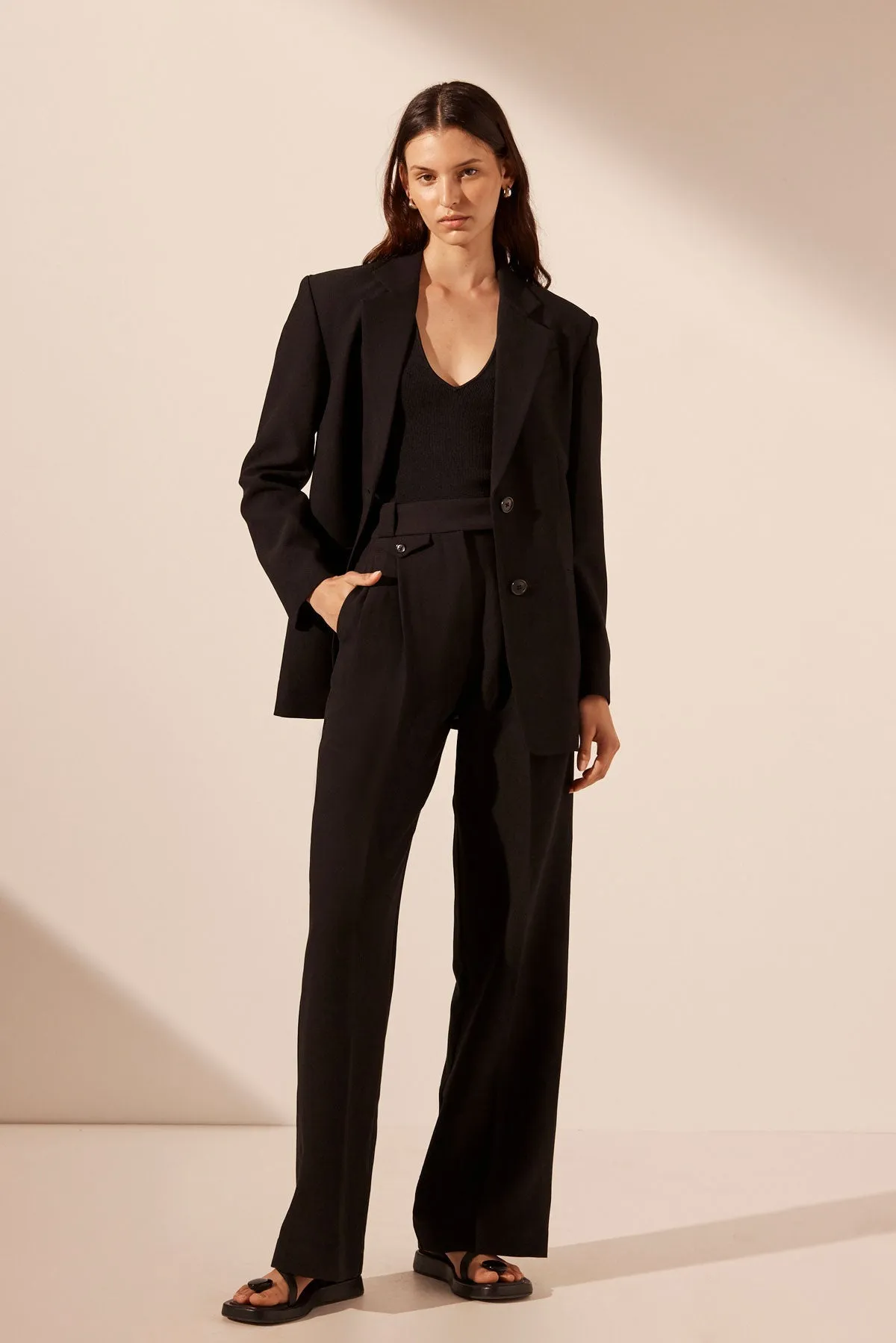 IRENA HIGH WAISTED TAILORED PANT - BLACK