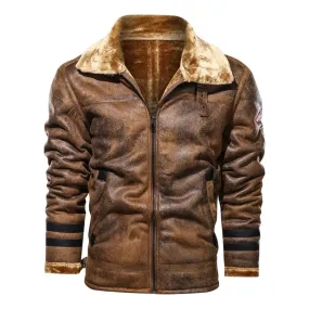 Jacket Tactical Faux Leather Jackets Outwear Fleece Coats Fur Inner Windbreaker Men's Winter Thick Warm Military Bomber Pu