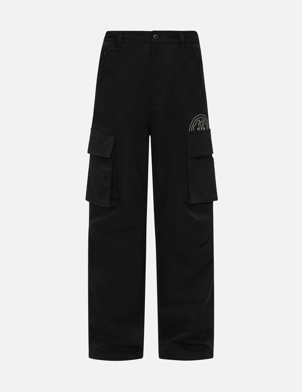 Kamon and Seagull Embroidery Loose Fit Cargo Pants