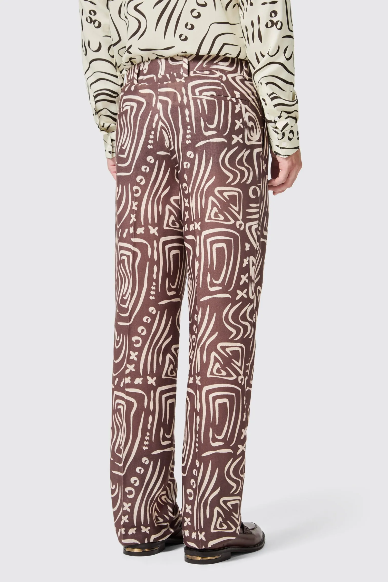 Kessie Oversized Brown Abstract Print Trousers