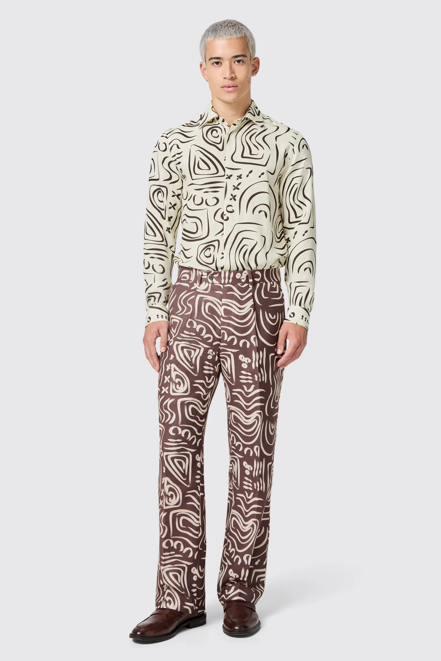 Kessie Oversized Brown Abstract Print Trousers