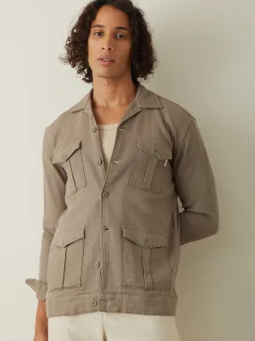 Khaki Double Pocket Cotton Shacket