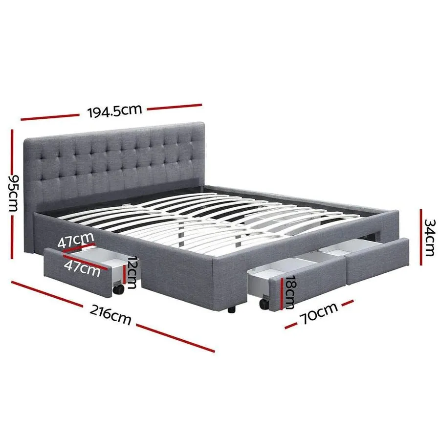 King Premium Package | Trinity Bed Grey, Algarve Euro Top Mattress (Medium Firm) & Deluxe Mattress Topper!