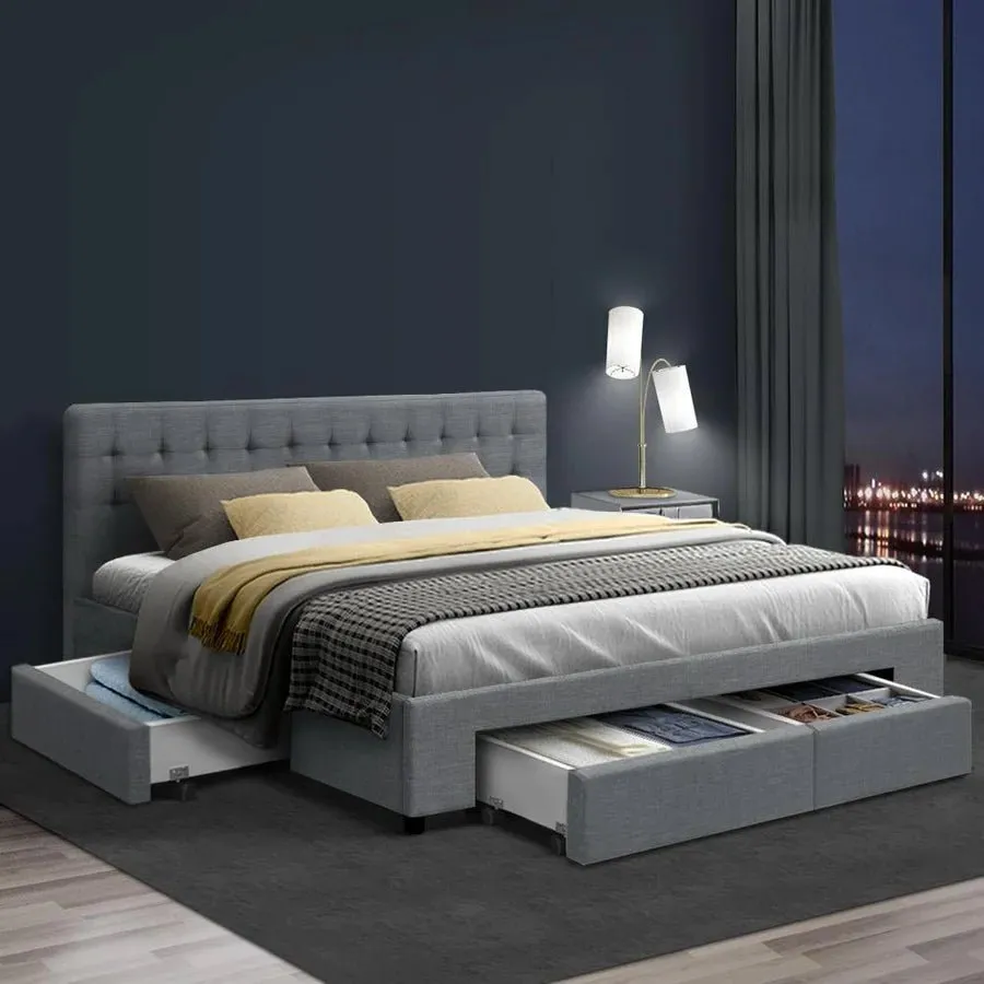 King Premium Package | Trinity Bed Grey, Algarve Euro Top Mattress (Medium Firm) & Deluxe Mattress Topper!