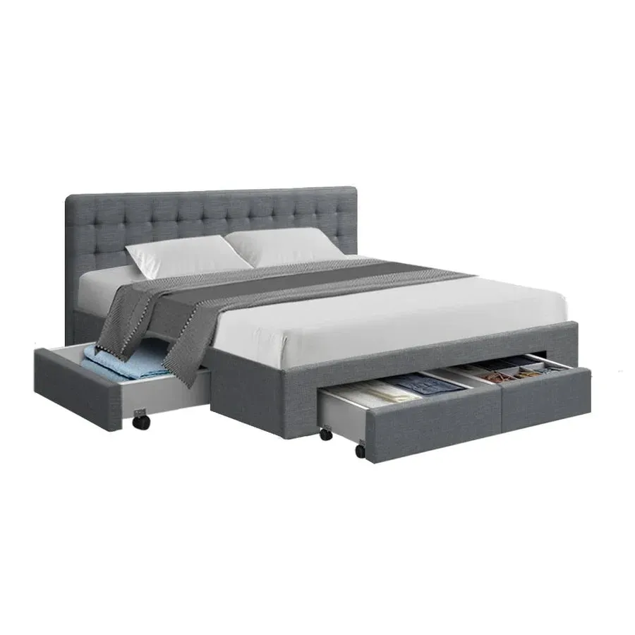 King Premium Package | Trinity Bed Grey, Algarve Euro Top Mattress (Medium Firm) & Deluxe Mattress Topper!